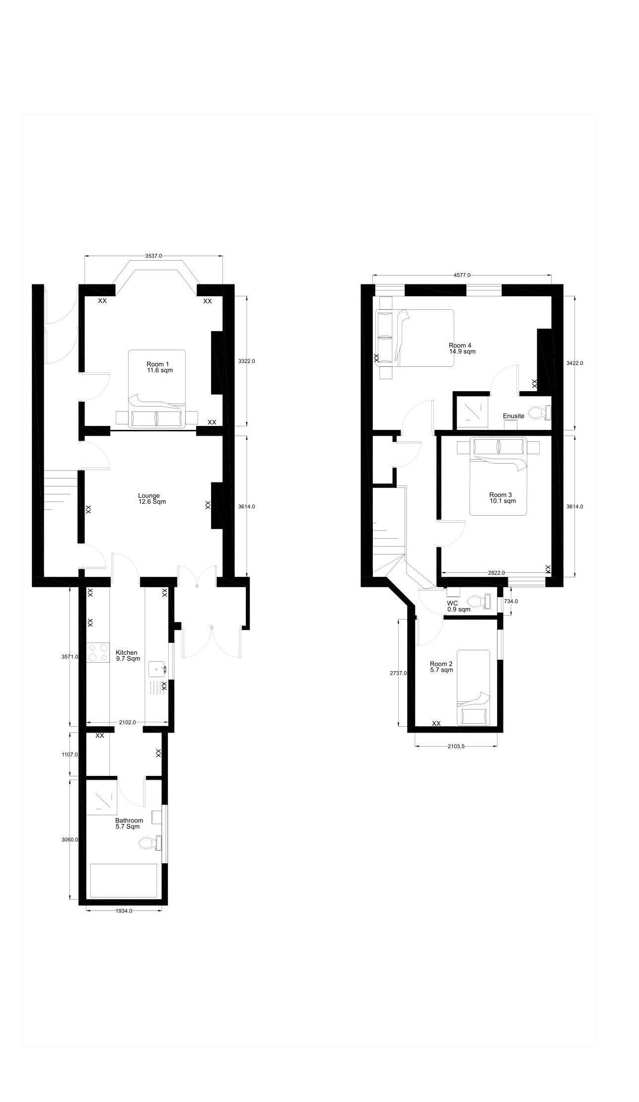 4 bedroom terraced house to rent - floorplan