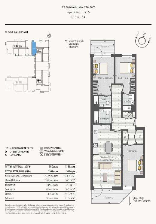 3 bedroom flat to rent - floorplan