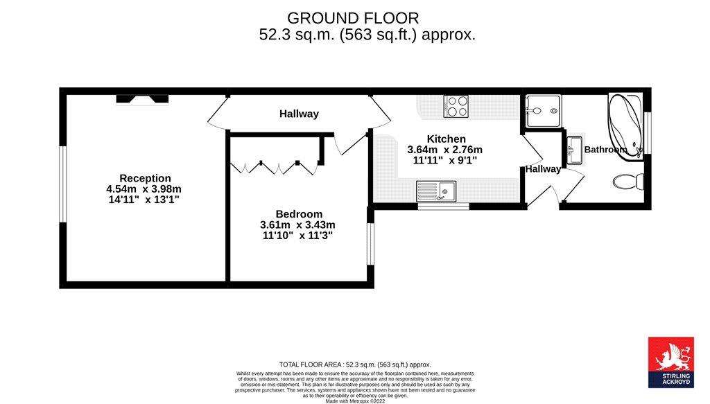 1 bedroom flat to rent - floorplan