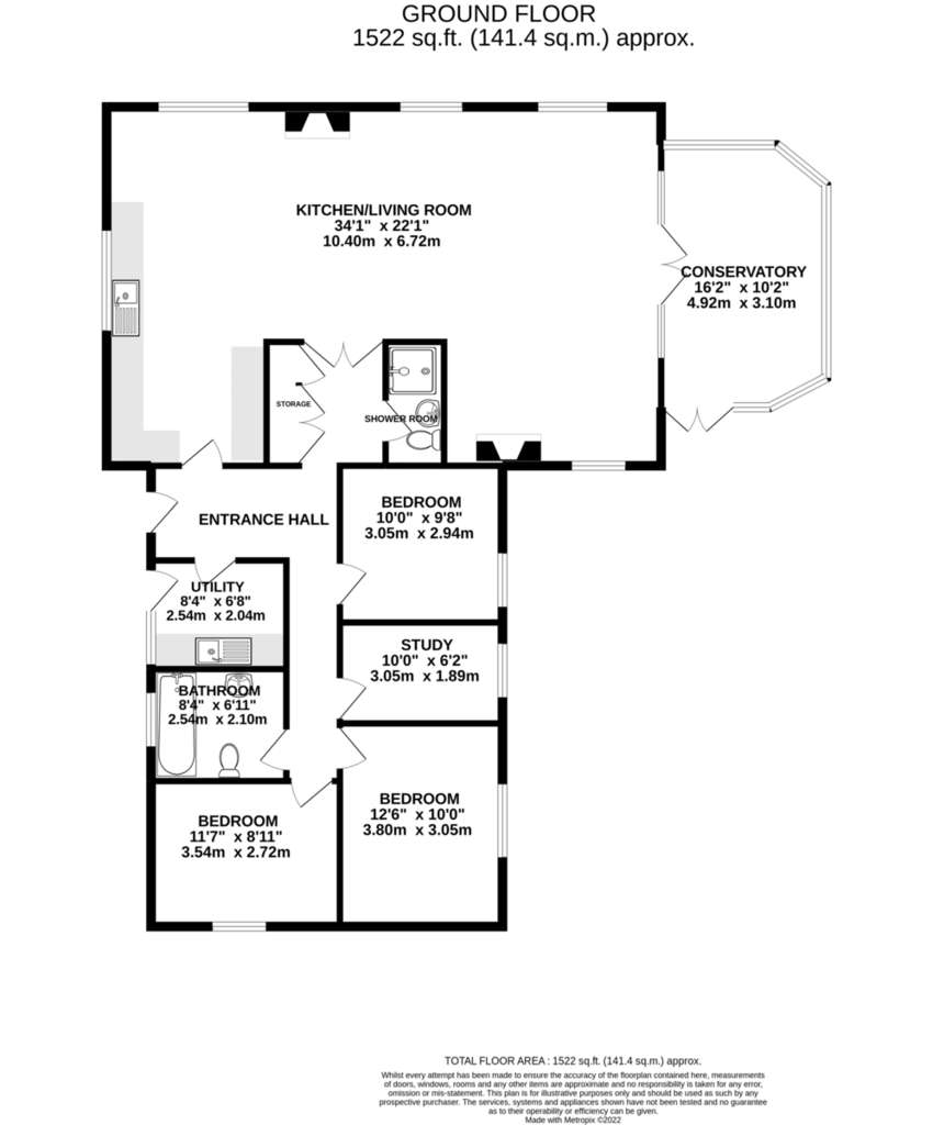 3 bedroom detached bungalow to rent - floorplan