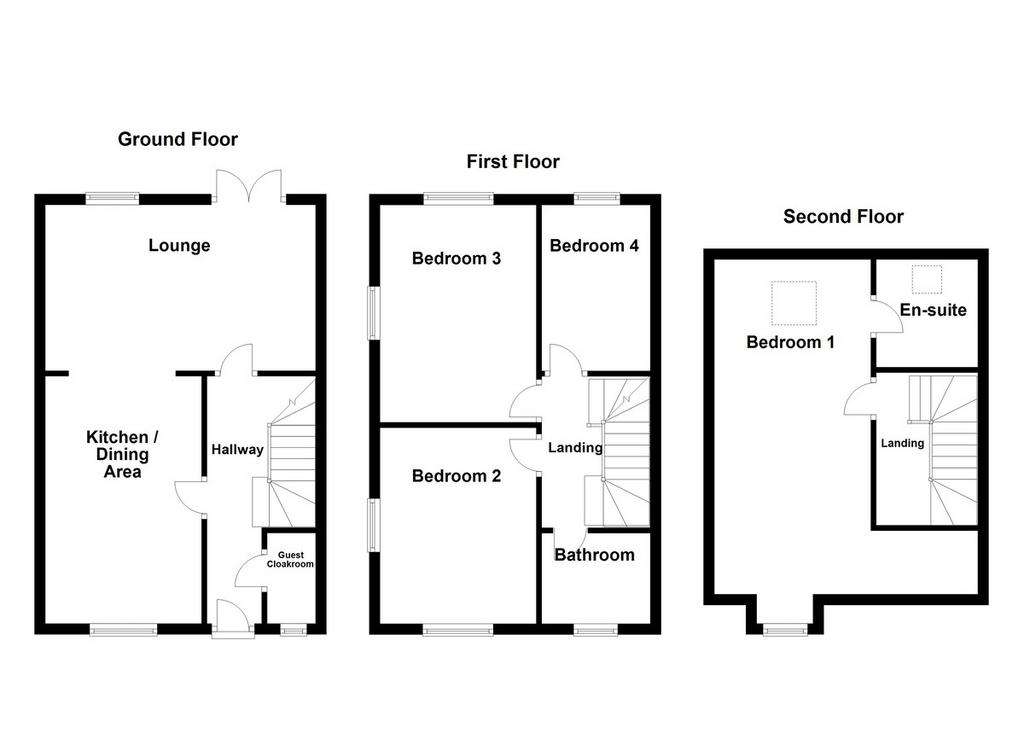 4 bedroom end of terrace house for sale - floorplan