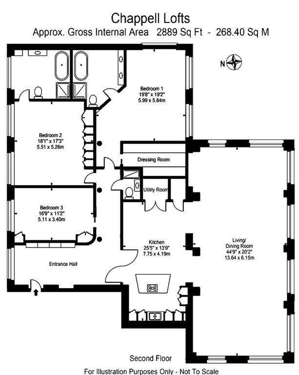 3 bedroom flat to rent - floorplan