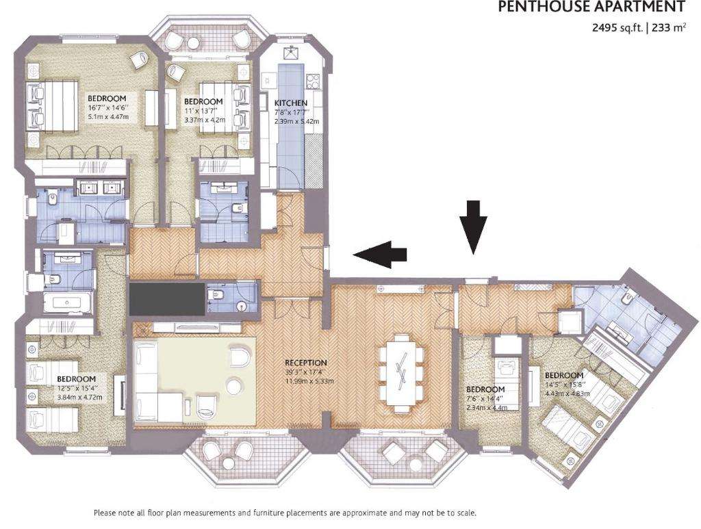 5 bedroom penthouse apartment to rent - floorplan