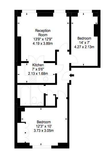 2 bedroom flat to rent - floorplan