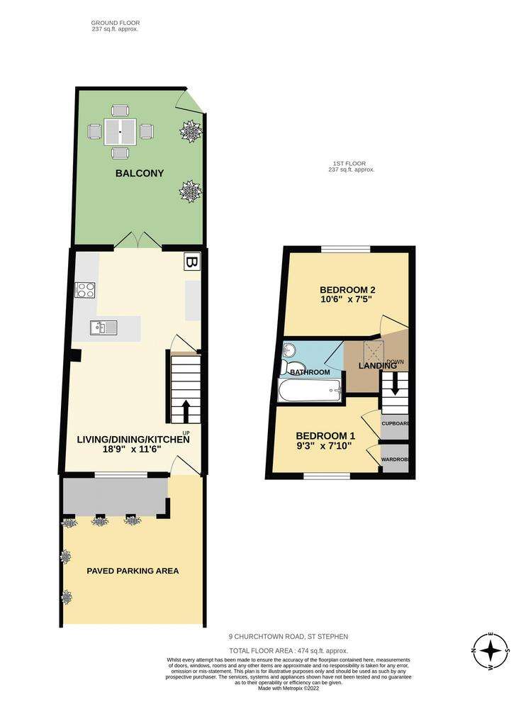 2 bedroom semi-detached house for sale - floorplan