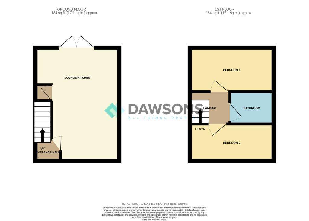 2 bedroom terraced house to rent - floorplan