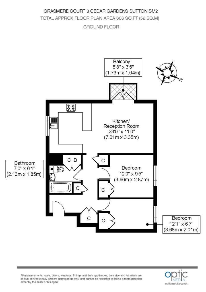 2 bedroom flat to rent - floorplan