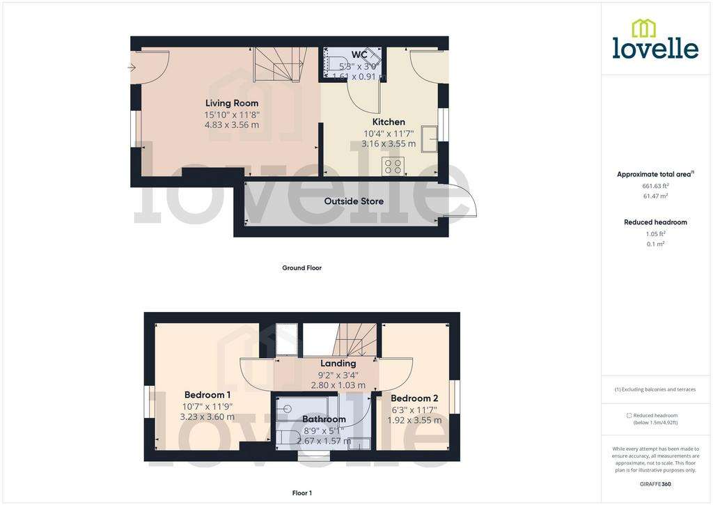 2 bedroom semi-detached house to rent - floorplan