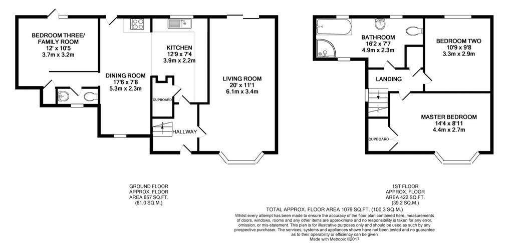 3 bedroom end of terrace house to rent - floorplan