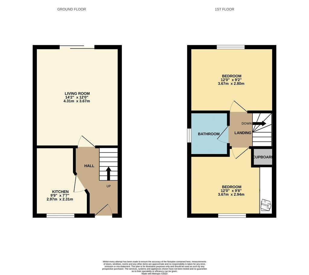 2 bedroom semi-detached house to rent - floorplan