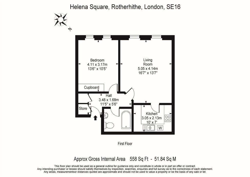 1 bedroom flat to rent - floorplan