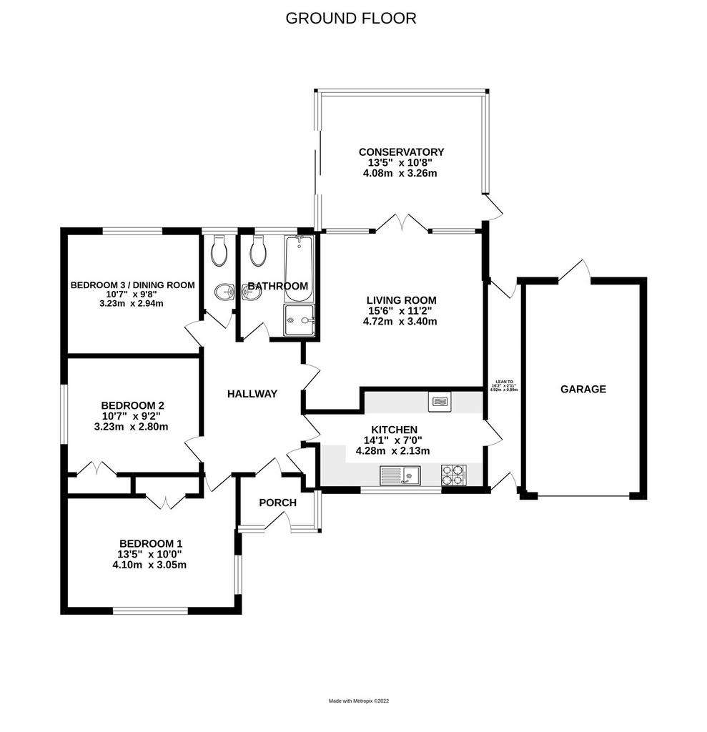 3 bedroom bungalow for sale - floorplan