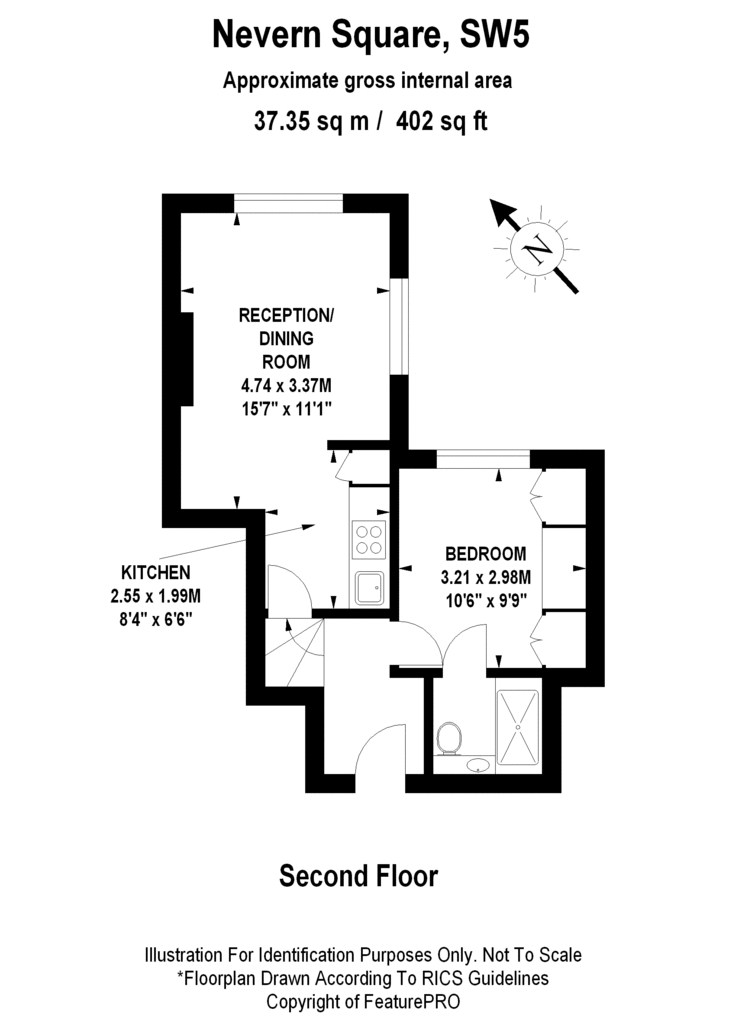 1 bedroom flat to rent - floorplan