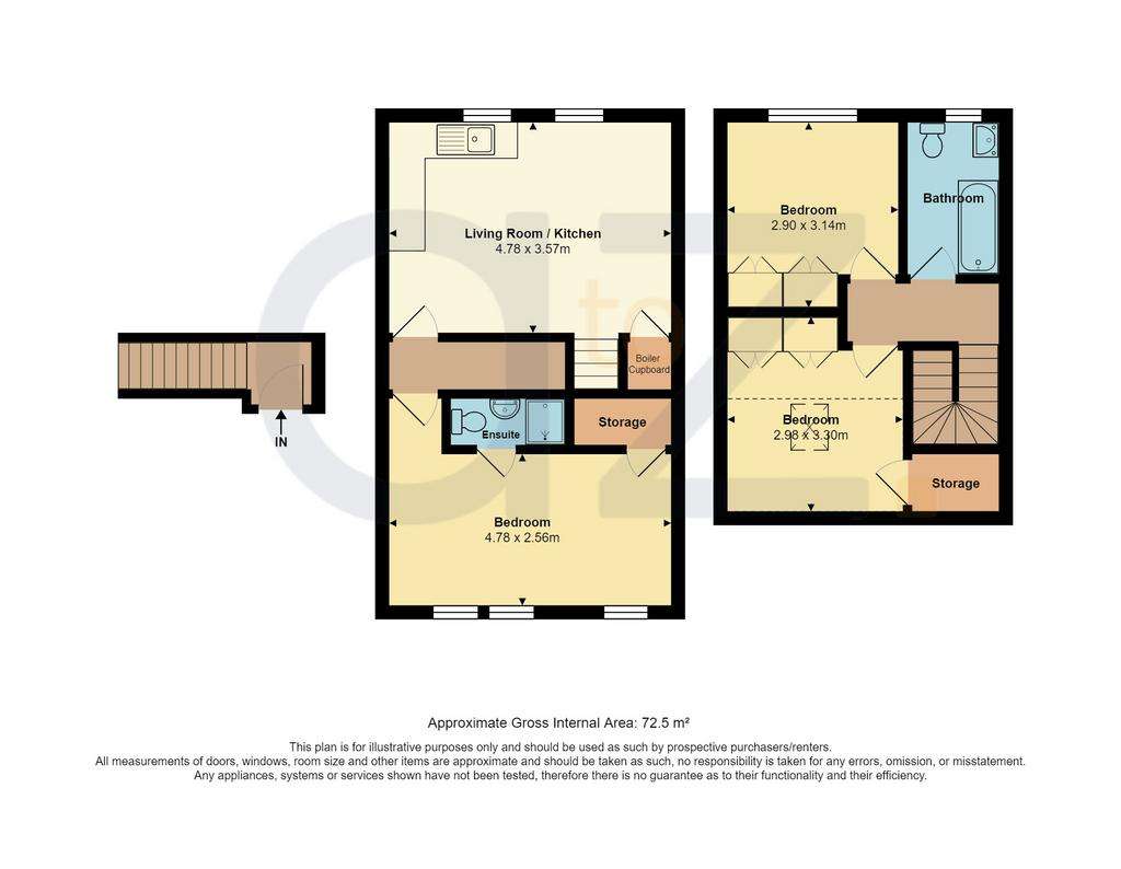 3 bedroom flat to rent - floorplan