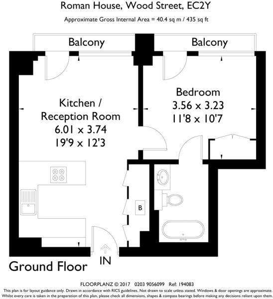 1 bedroom flat to rent - floorplan