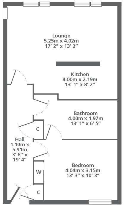 1 bedroom flat to rent - floorplan