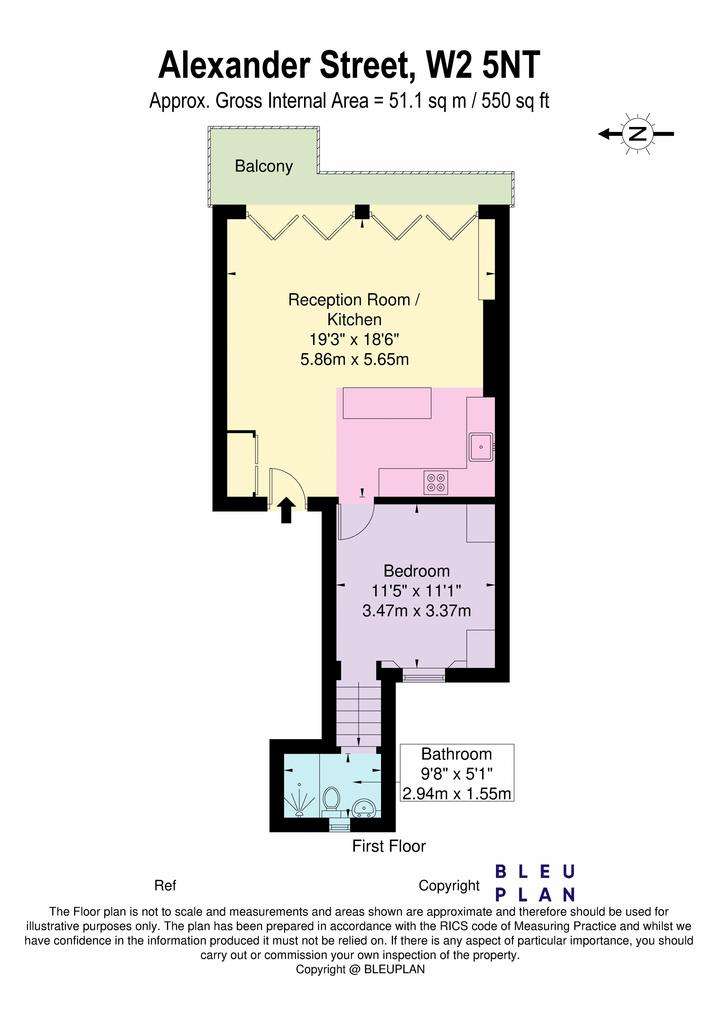 1 bedroom flat to rent - floorplan