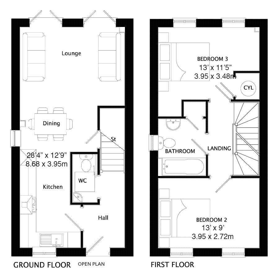 3 bedroom semi-detached house for sale - floorplan