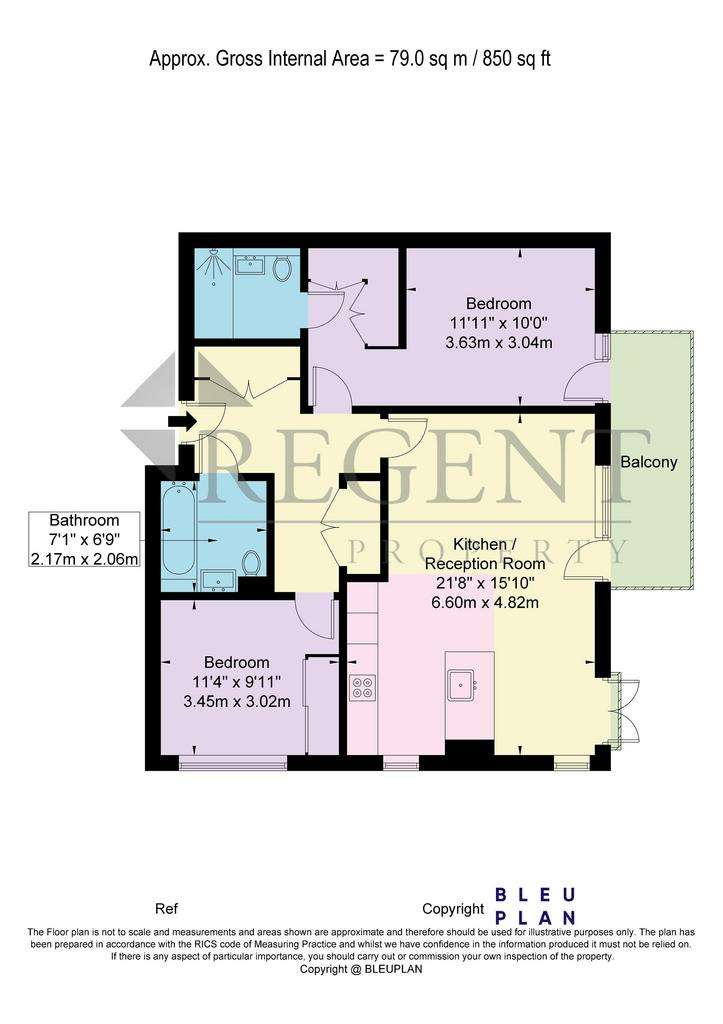 2 bedroom flat to rent - floorplan