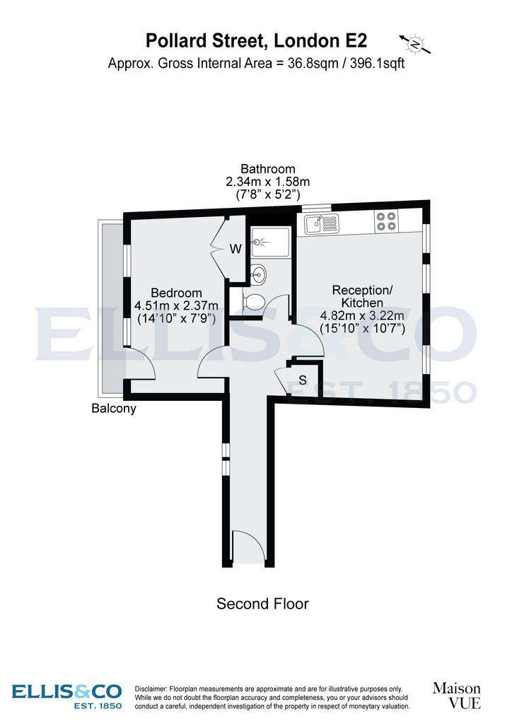 1 bedroom flat to rent - floorplan