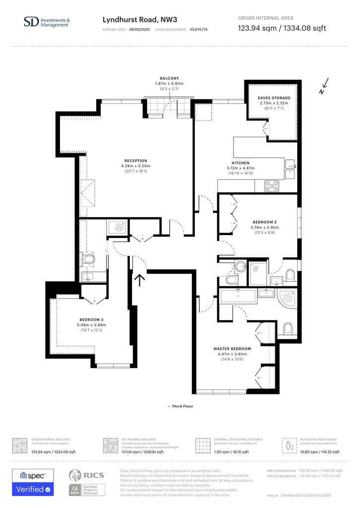 3 bedroom flat to rent - floorplan