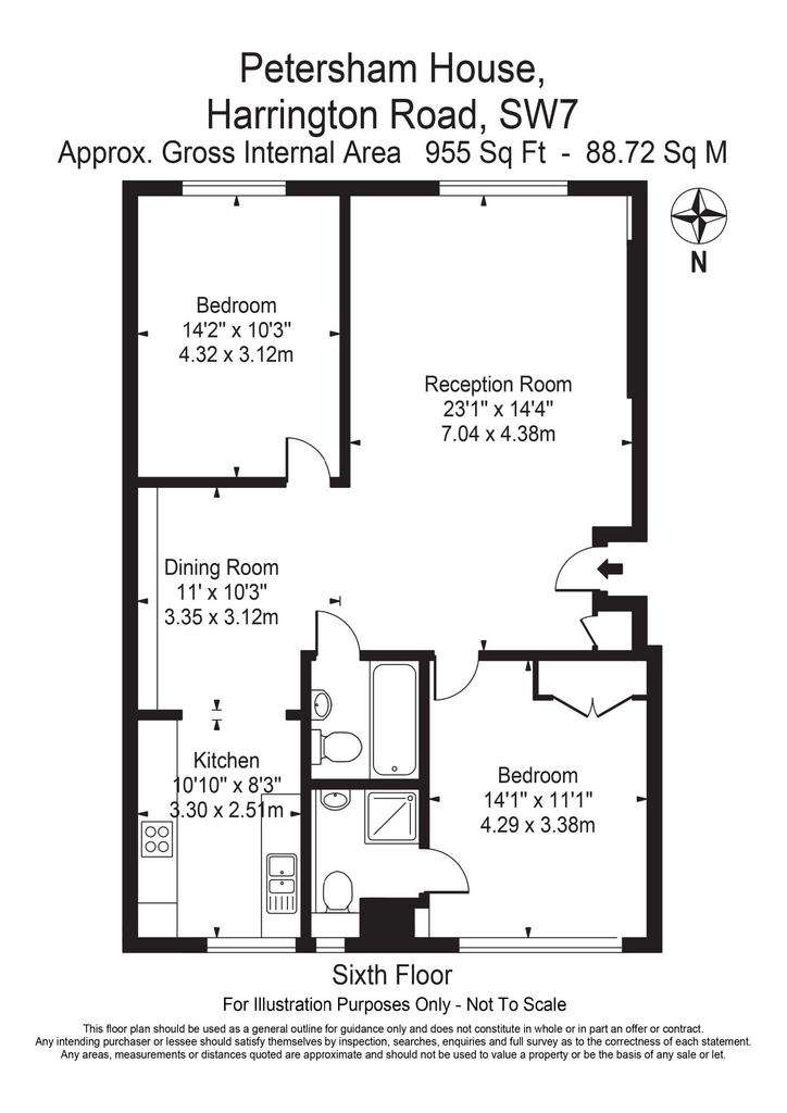 2 bedroom flat to rent - floorplan