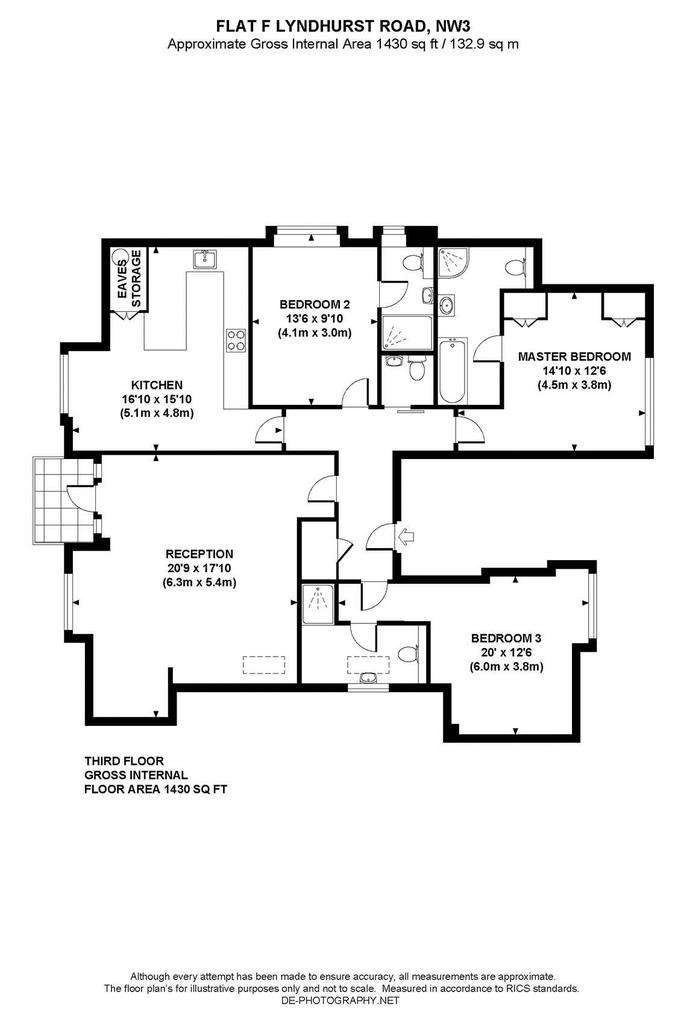 3 bedroom flat to rent - floorplan