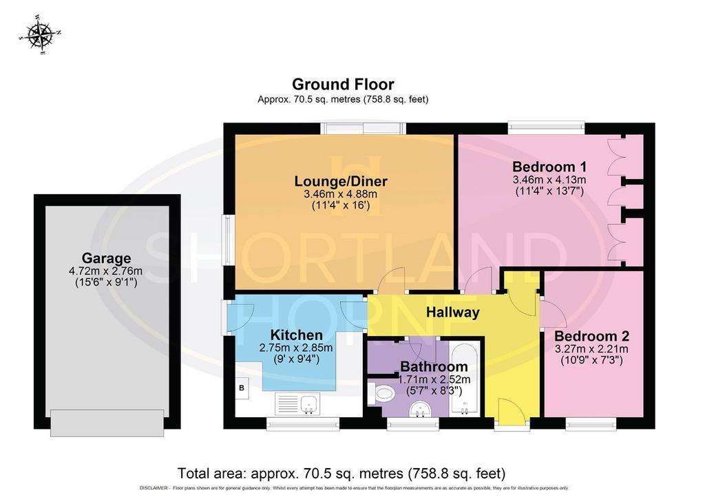 2 bedroom detached bungalow for sale - floorplan