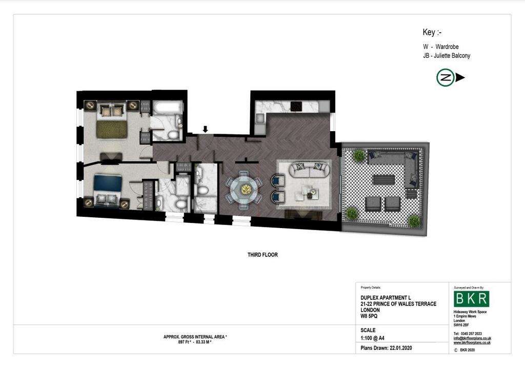 3 bedroom flat to rent - floorplan