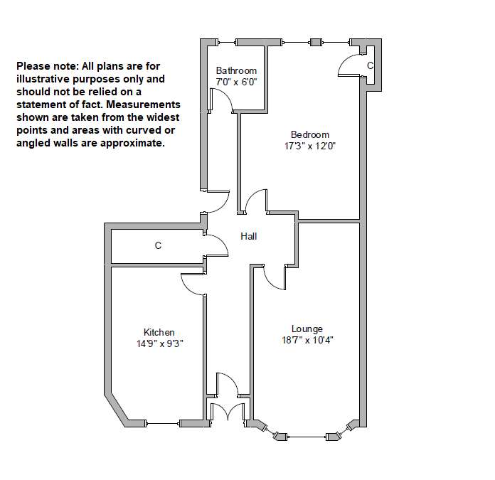 1 bedroom flat to rent - floorplan