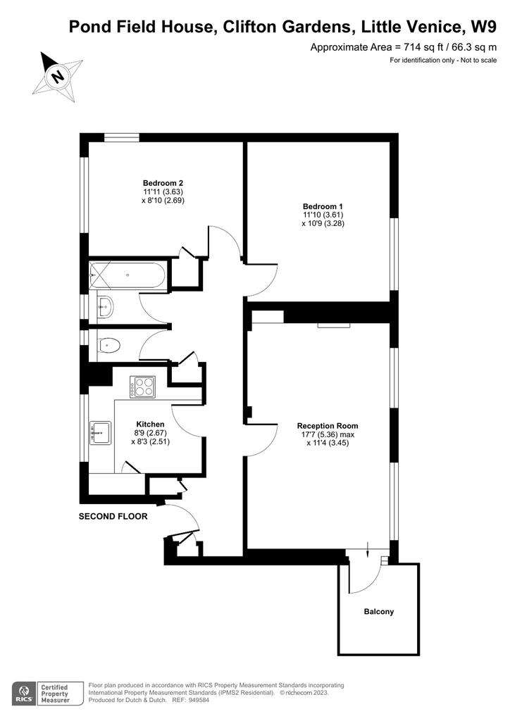 2 bedroom flat to rent - floorplan