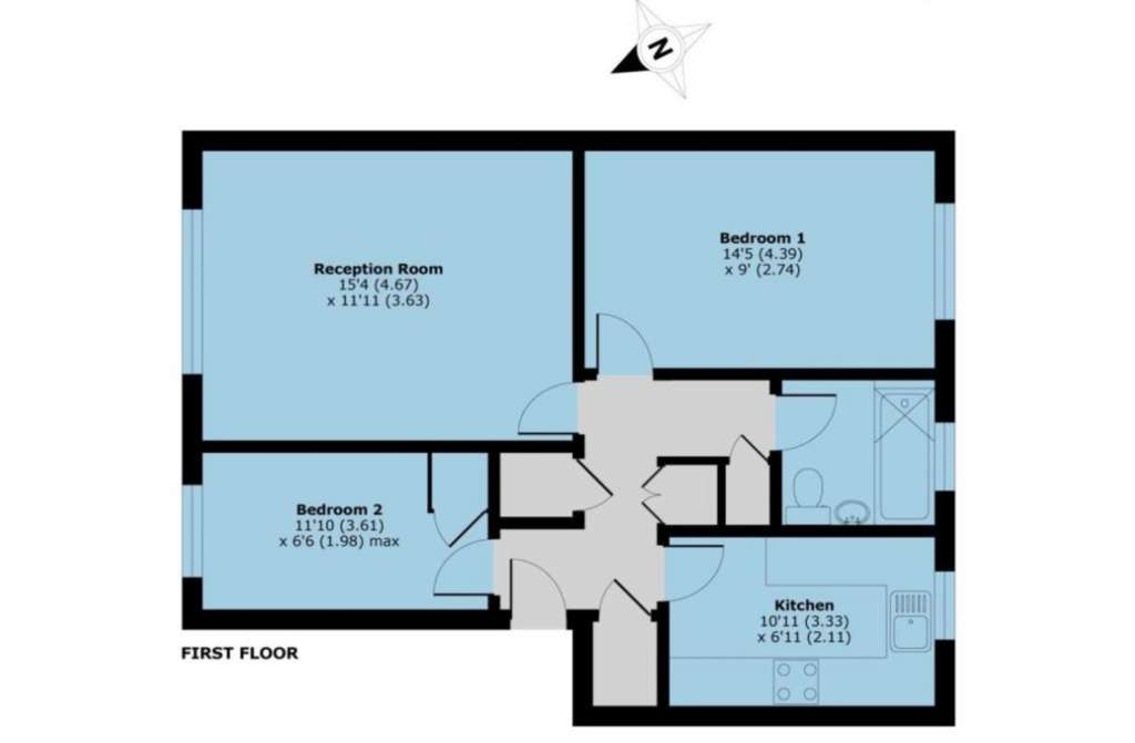 2 bedroom flat to rent - floorplan