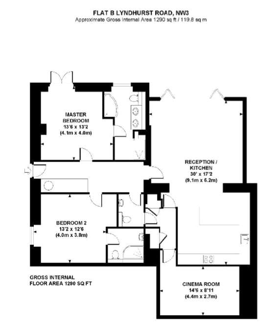 2 bedroom flat to rent - floorplan