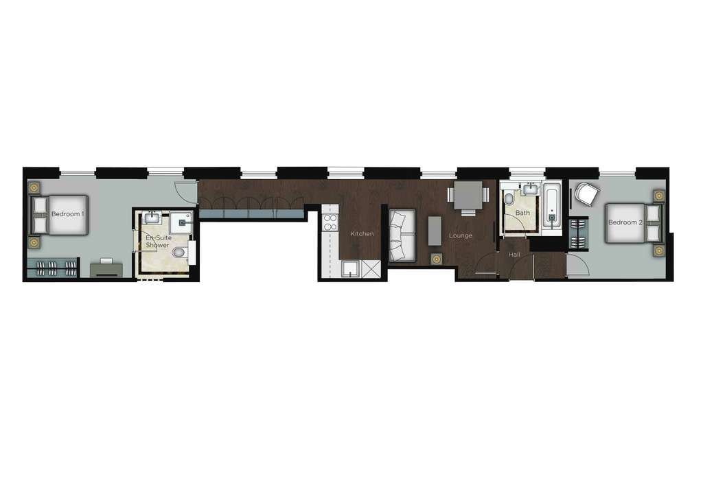 2 bedroom flat to rent - floorplan