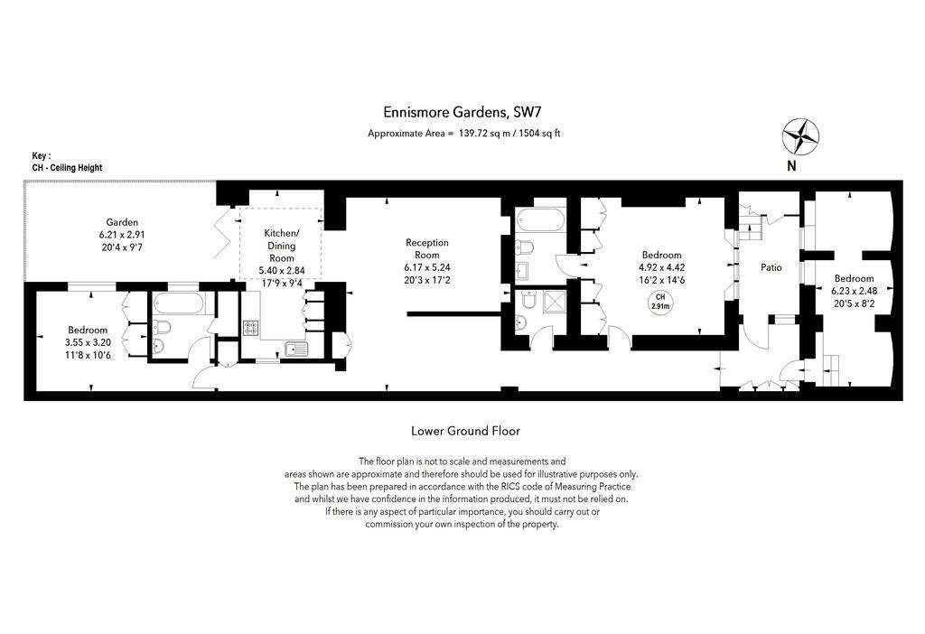 3 bedroom flat to rent - floorplan