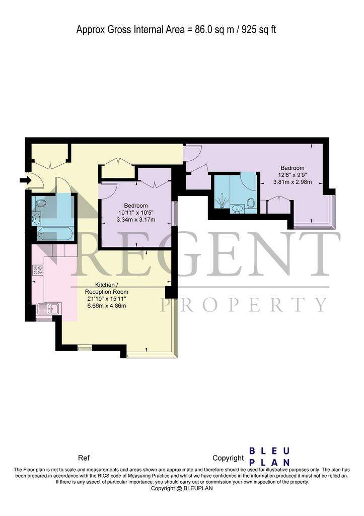 2 bedroom flat to rent - floorplan