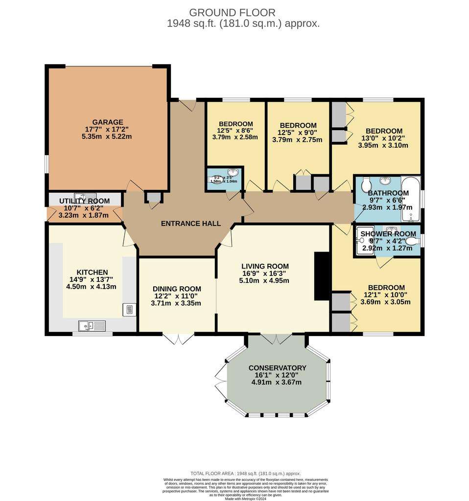 4 bedroom bungalow for sale - floorplan