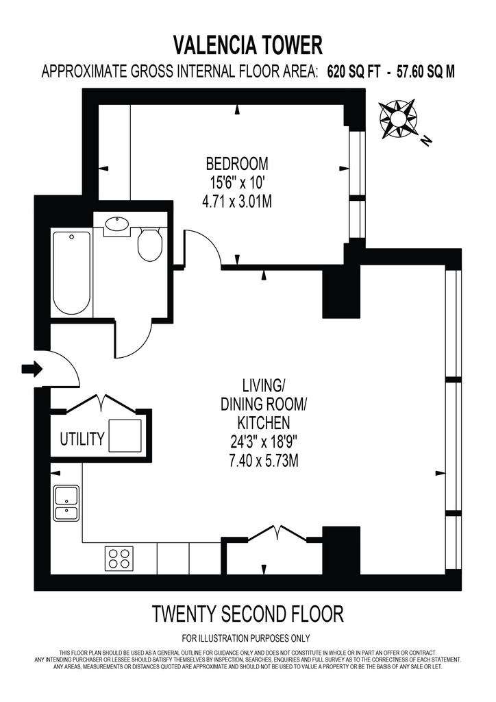 1 bedroom flat to rent - floorplan