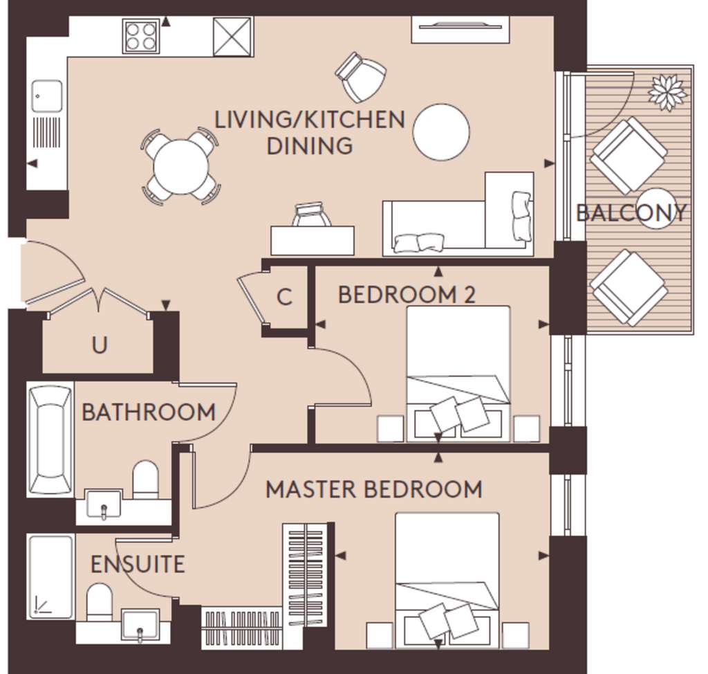 2 bedroom flat to rent - floorplan