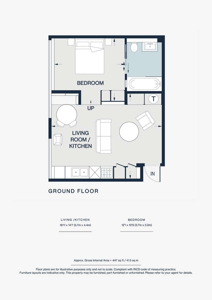 1 bedroom flat to rent - floorplan