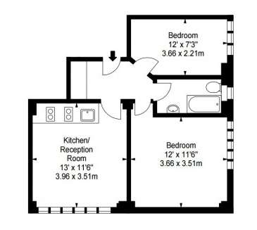 2 bedroom flat to rent - floorplan