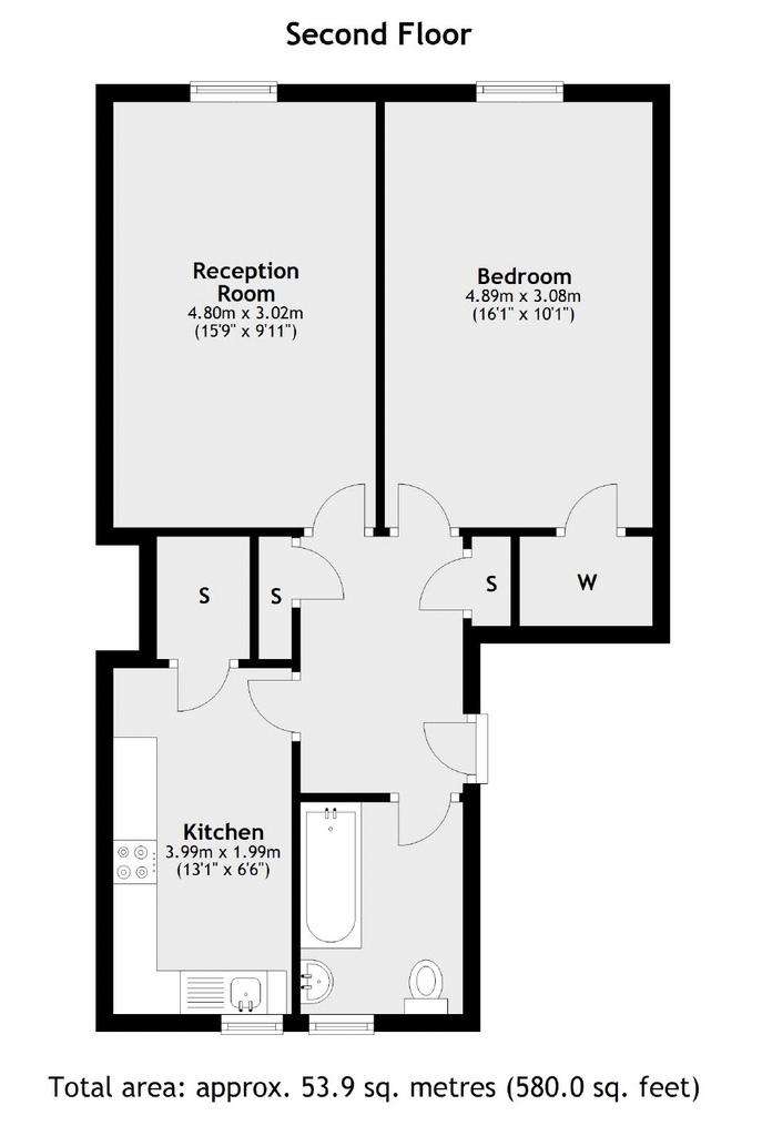 1 bedroom flat to rent - floorplan