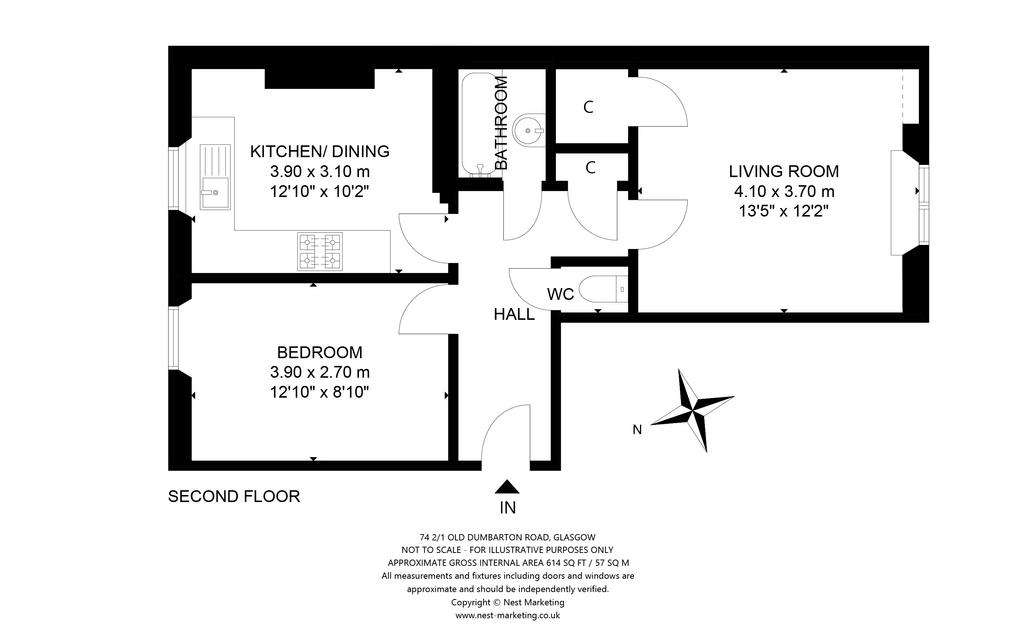 1 bedroom flat to rent - floorplan