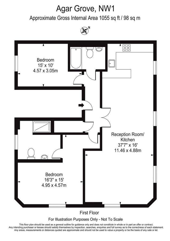 2 bedroom flat to rent - floorplan