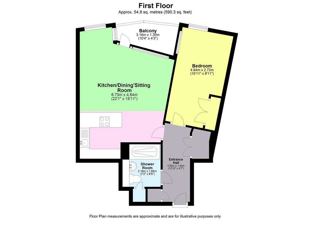 1 bedroom flat for sale - floorplan