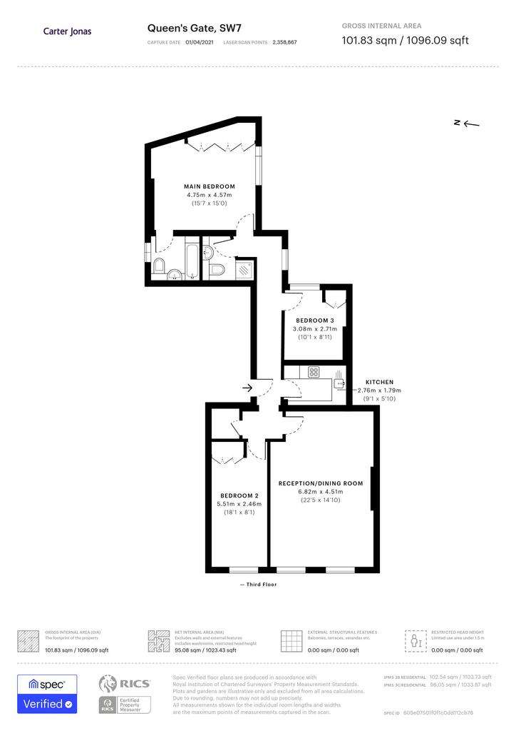 2 bedroom flat to rent - floorplan