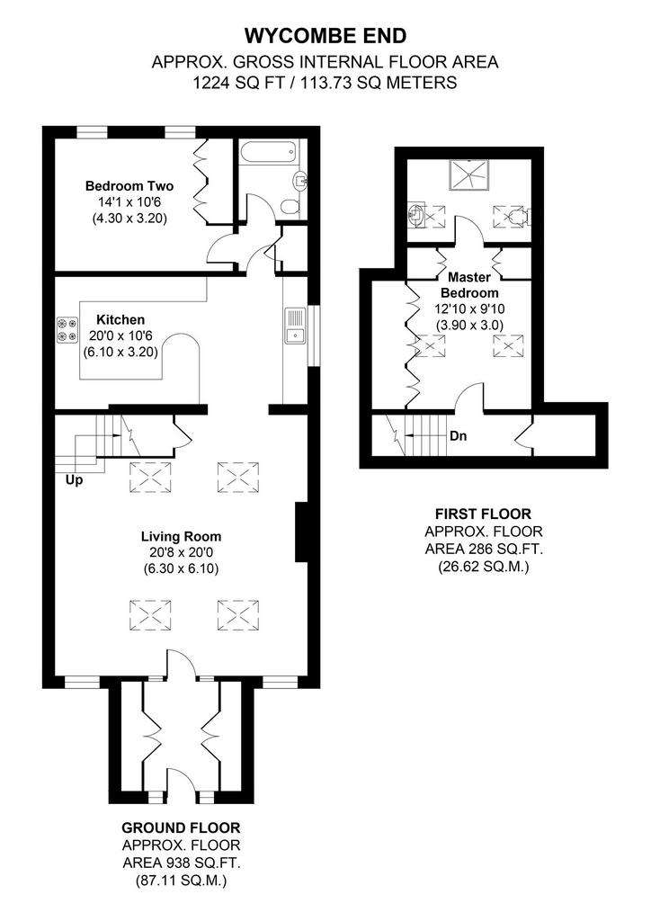 2 bedroom detached house to rent - floorplan