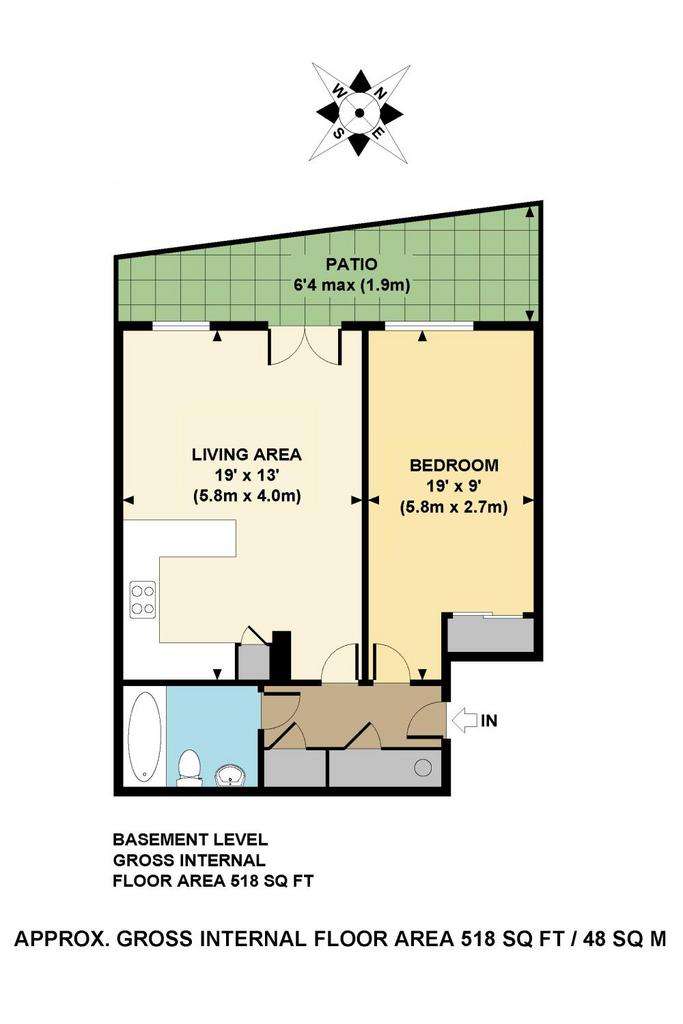 1 bedroom flat to rent - floorplan