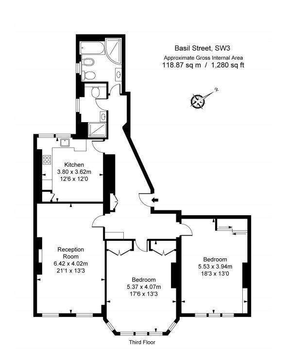 2 bedroom flat to rent - floorplan