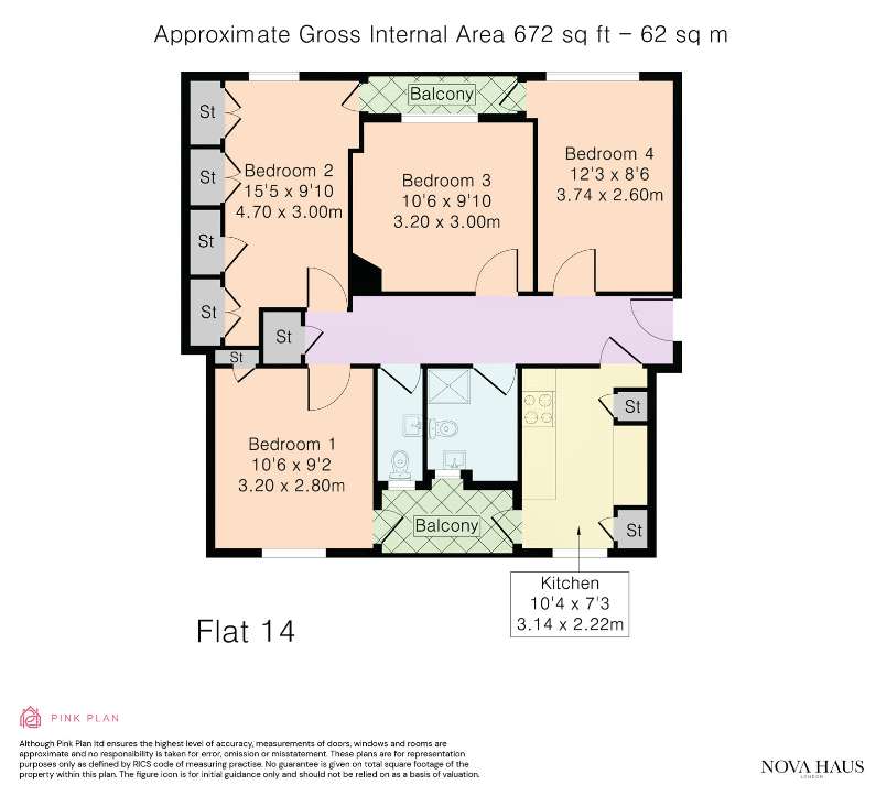 4 bedroom flat to rent - floorplan